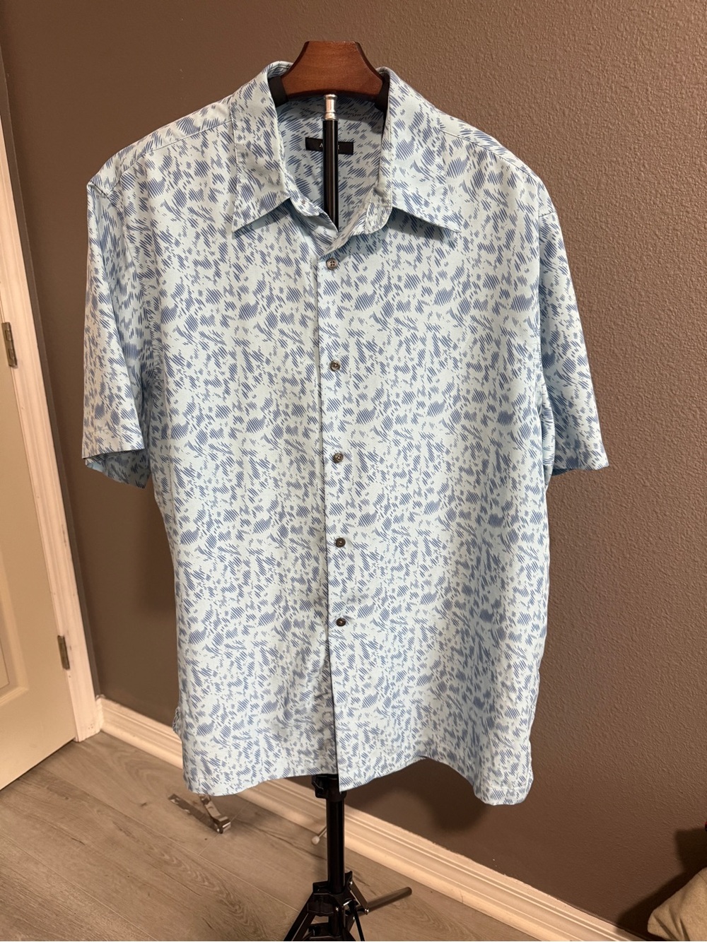 Alfani Blue Printed Short-Sleeve Men’s Shirt